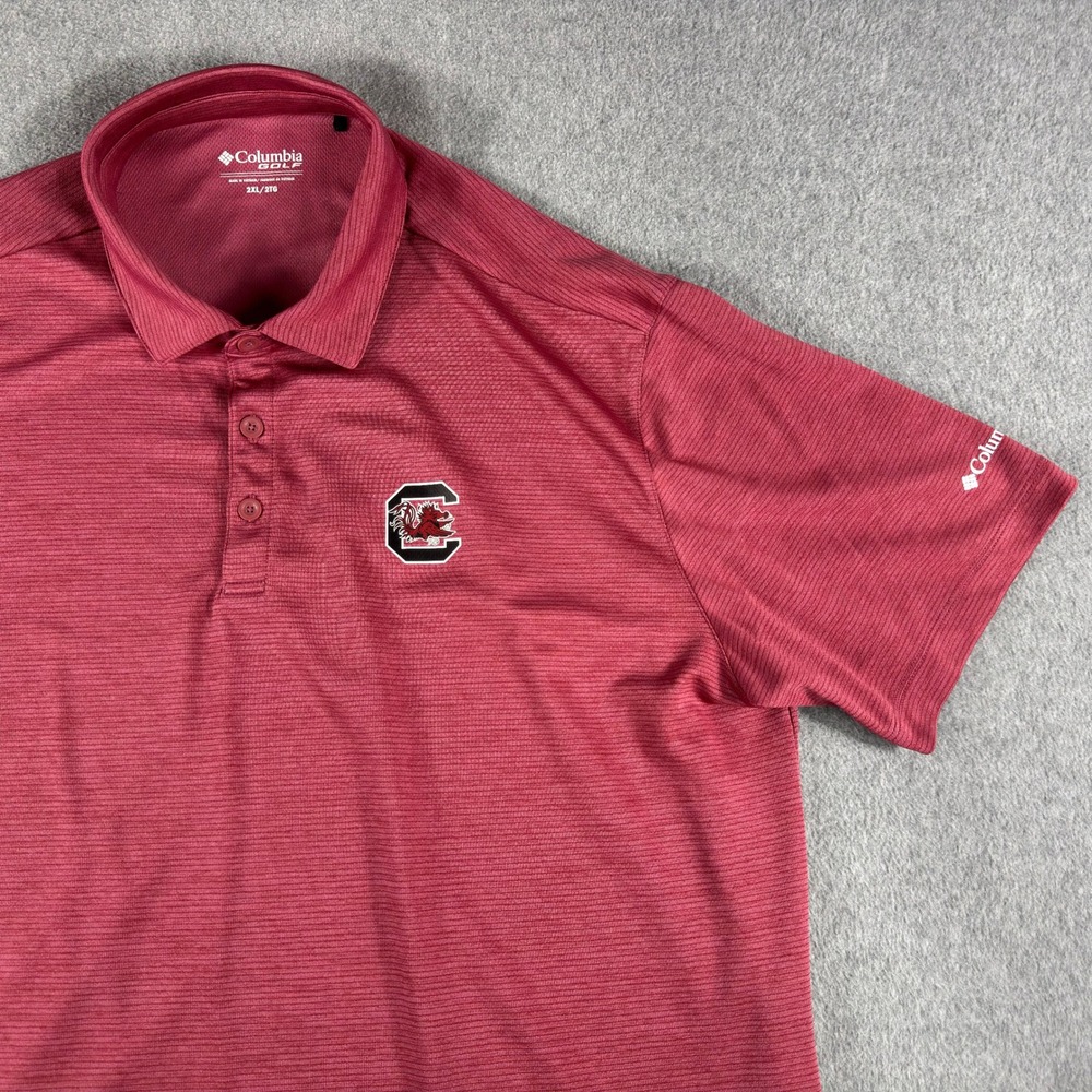 Columbia Golf South Carolina Gamecocks Short Sleeve Polo Shirt Red Football 2XL